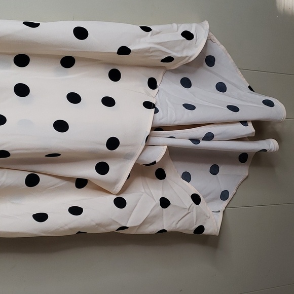 Women's Crepe Short Sleeve Midi Dress A New Day Beige Polka Dot - Picture 6 of 10